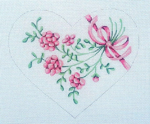 3 Pink Flower Heart