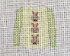Sweater - 3 Brown Bunny Faces on Yellow 
