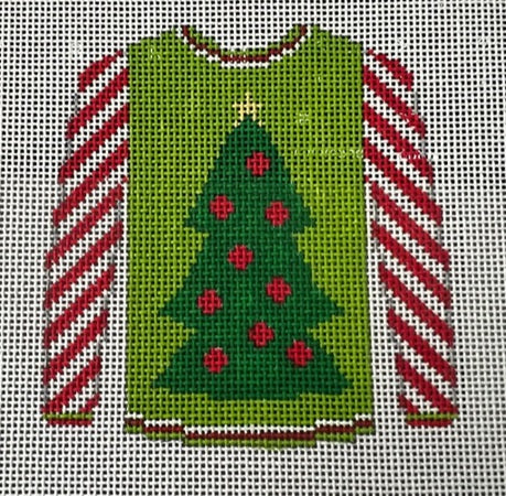 Sweater - Christmas Tree on Lime 
