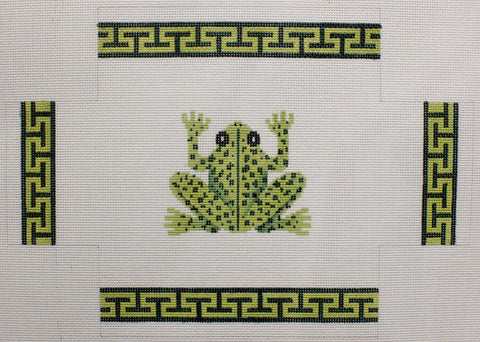 Frog w/Greek Key Border on White