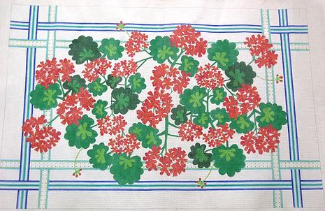 Red Geraniums w/Ribbons Border
