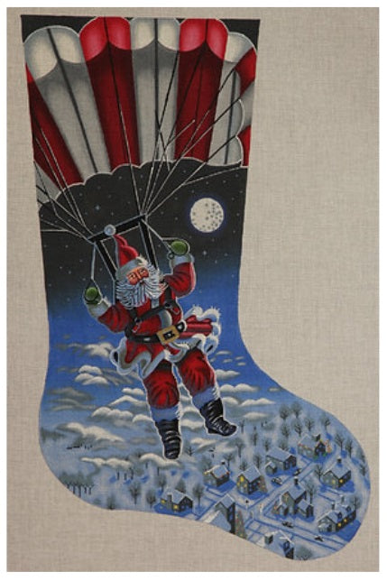 Santa Sky Diver Stocking