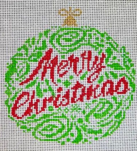 Small Merry Christmas Ornament - Green