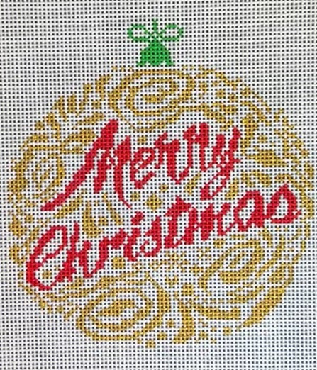 Small Merry Christmas Ornament - Gold