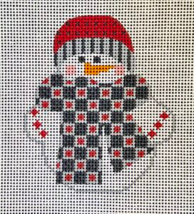 Snowman w/Black/Red/Grey Scarf