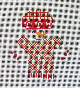 Snowman w/Green and Red Diamonds Scarf