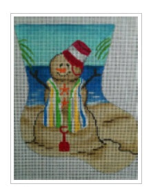Snowman Sand Pail Mini Stocking