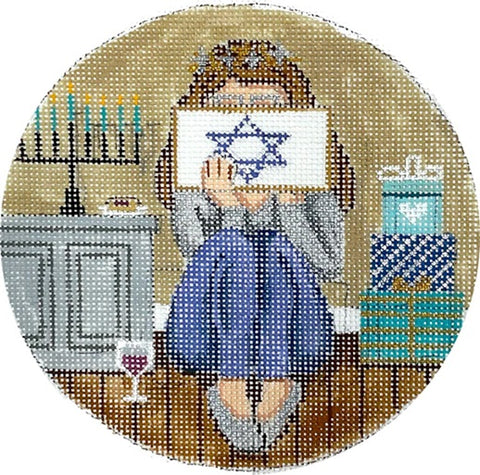 Hanukkah Stitching Girl Ornament
