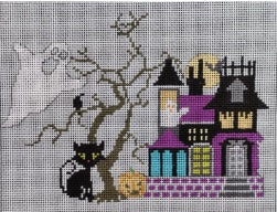 Haunted Village - Color House w/Cat and Tree