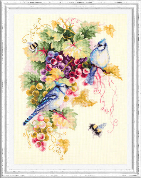 Blue Jay and Grapes (Magic Needle)