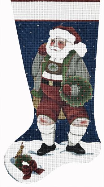 Santa w/Wreath Stocking (Melissa Shirley)