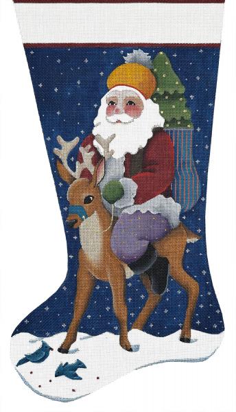 Santa Riding Deer Stocking (Melissa Shirley)