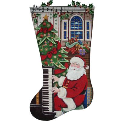 Piano Santa Stocking - 18ct