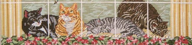 Kitties in a Window– Stitch Therapy Needleworks