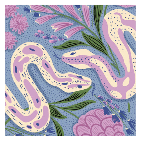 Serpents in the Garden on Blue (Stitchtent)