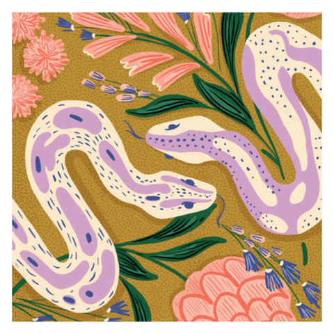 Serpents in the Garden on Mustard (Stitchtent)