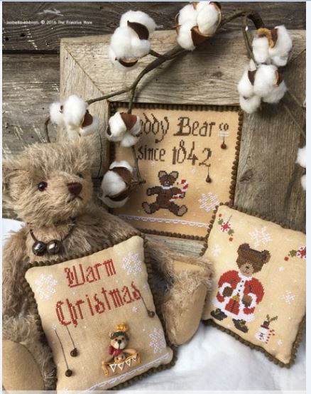 Teddy Bear Christmas w/button (Primitive Hare)