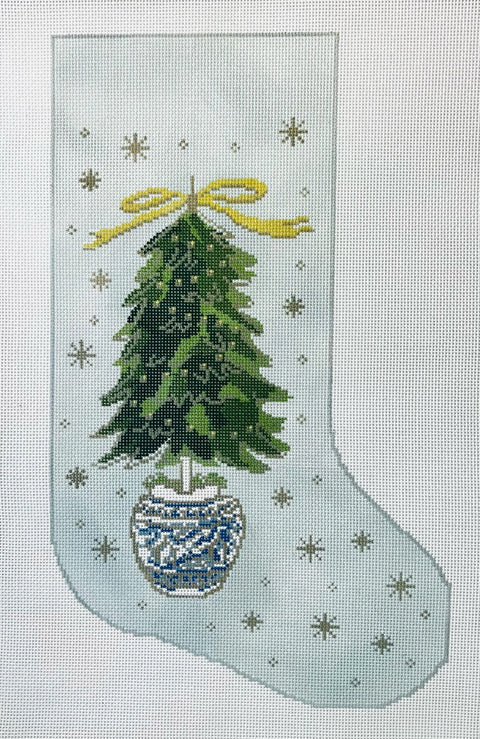 Topiary Christmas Tree Blue Stocking (KCN Designers)