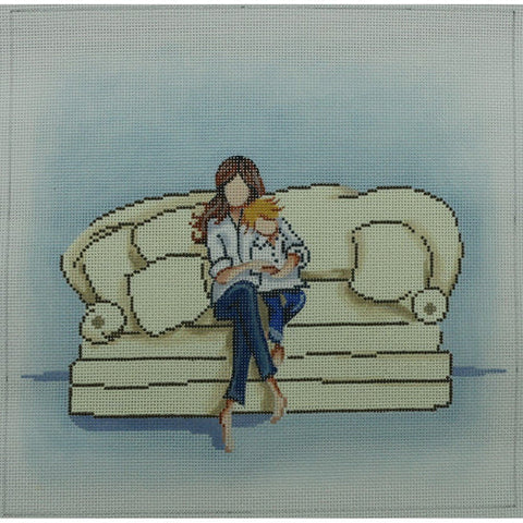 Mother and Son on Beige Sofa (Rose Hill Designs)