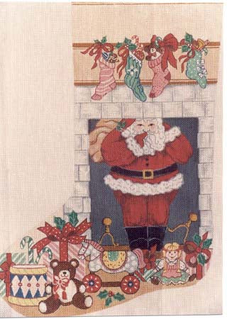 Santa in Chimney Stocking