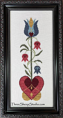 Blue Tulip - 1744 Fraktur (Three Sheep Studio)