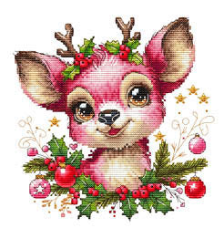 Christmas Pink Reindeer Magnet (Les Petites Croix De Lucie)