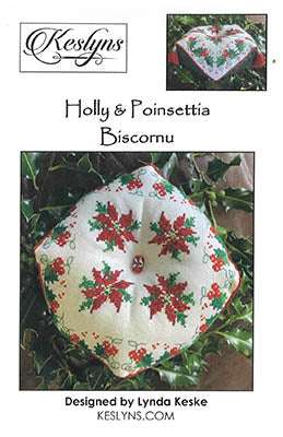 Holly & Poinsettia Biscornu (Keslyns)