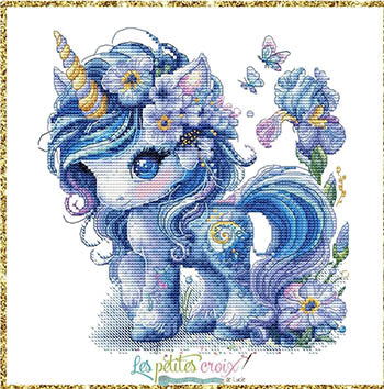 Unicorn Blue Flowers (Les Petites Croix De Lucie)