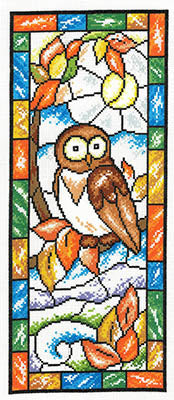Stained Glass Autumn Owl (Imaginating)