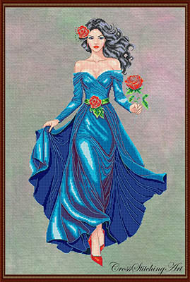 Mirabelle, The Midnight Rose (Cross Stitching Art)