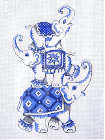 Stack of Three Elephants/Blue (Patti Mann)