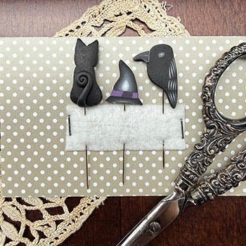 Ophelia Pin Set Cat/Witch Hat/Bird (Puntini Puntini)