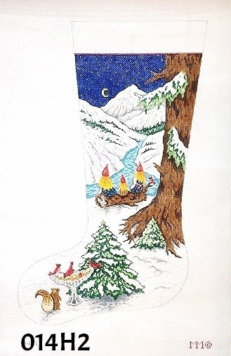 Three Girl Gnomes/Night Snow Scene  Stocking