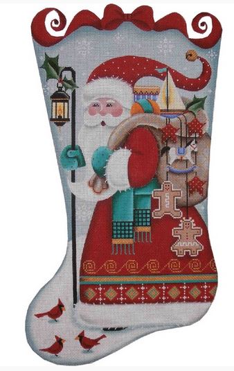 Folk Santa Stocking - 13ct