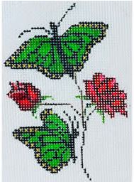Green and Gold Butterflies on Roses (Kates Finepoint Designs)