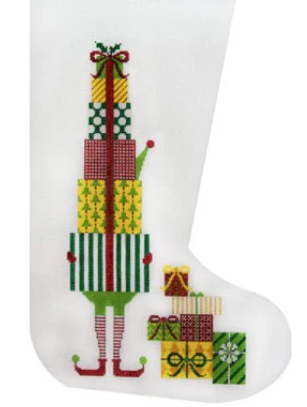 Elf w/Packages Stocking (JP Needlepoint Designs)