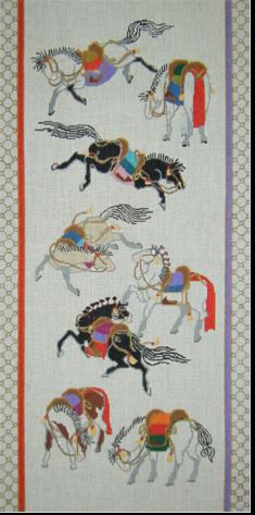Hokusai Horses Bordered