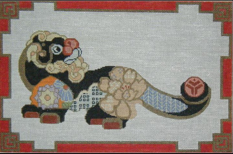 Cloissonne Foo Dog - Pink background
