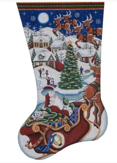 Village Christmas Stocking - 13ct