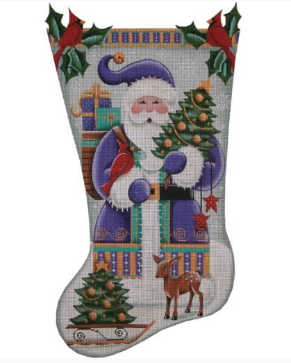 Purple Santa Stocking - 13ct