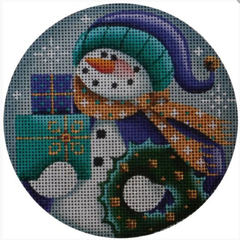 Purple Snowman Ornament
