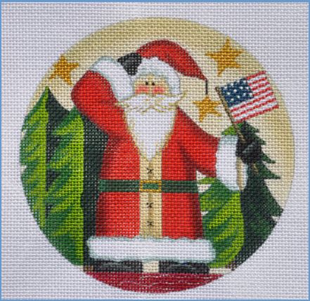 Santa with Flag Ornament