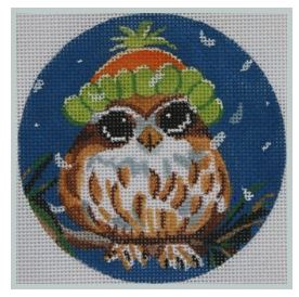 Owl in Snowcap Round