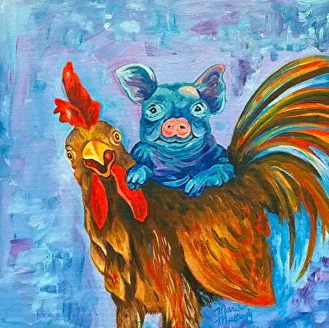Blue Pig & Rooster (MM Designs)