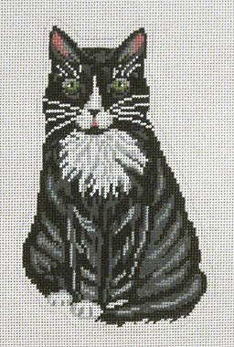 Sitting Pretty Black and White Stand-Up Cat