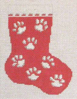 Red Paw Prints Mini Stocking