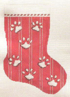 Red Paw Prints Pet Stocking