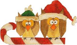Owls On A Candy Cane