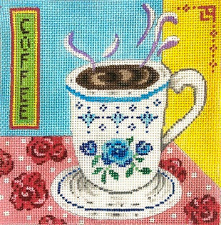 Coffee Cup - White/Blue Flowers (MM Designs)
