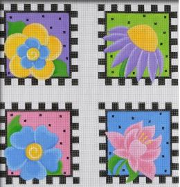 Funky Flower Square Coasters - Set of 4